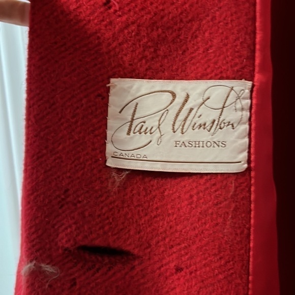 Vintage Red Wool Coat with Fur Size M/L - Picture 4 of 16